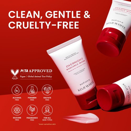 Koji White 1% Kojic Acid Radiance Overnight Face Mask – Hydrating Sleeping Mask for Glowing Skin, Uneven Tone & Smoothing with Niacinamide, Cica, Hyaluronic Acid - Unscented, Vegan Skincare 1.01 Fl Oz