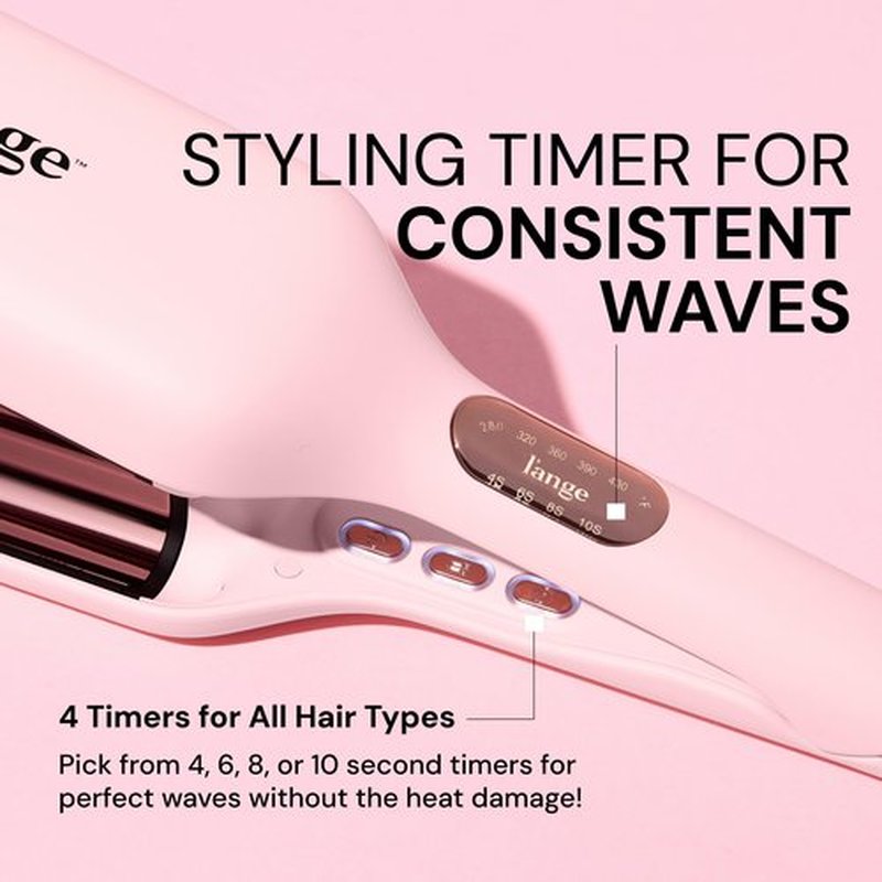 L'ANGE HAIR SculptWaver Titanium Deep Wave | Hair Crimper for Effortless Beach Waves | 3 Barrel Hair Waver with Adjustable Heat | Dual Voltage & Smart Timer | Styling Tools & Appliances, Blush - Large
