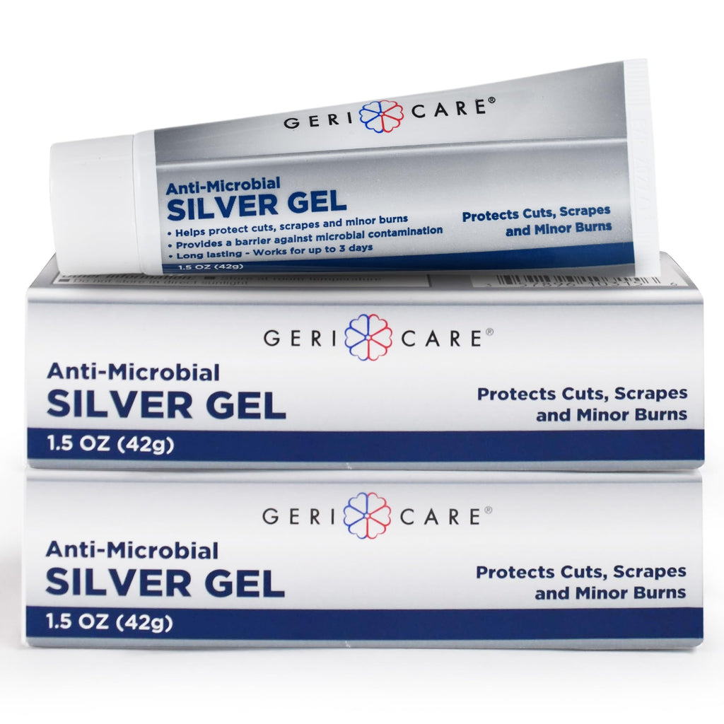 Antimicrobial Silver Gel by GeriCare| Wound Care Cream for Cuts Scrapes Minor Burns| Natural Topical Skin Healing Ointment| 55PPM Colloidal Silver Gel |Long-Lasting Protection|1.5oz | Pack of 2