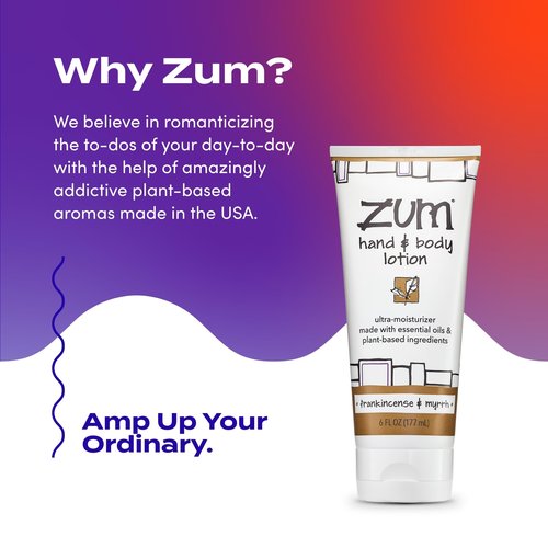 Indigo Wild Zum Hand & Body Lotion - Natural Hand Lotion for Dry Hands - Body Lotion for Women & Men - Body Moisturizers Include Shea Butter, Jojoba Oil & More - Frankincense & Myrrh Scent - 6 fl oz