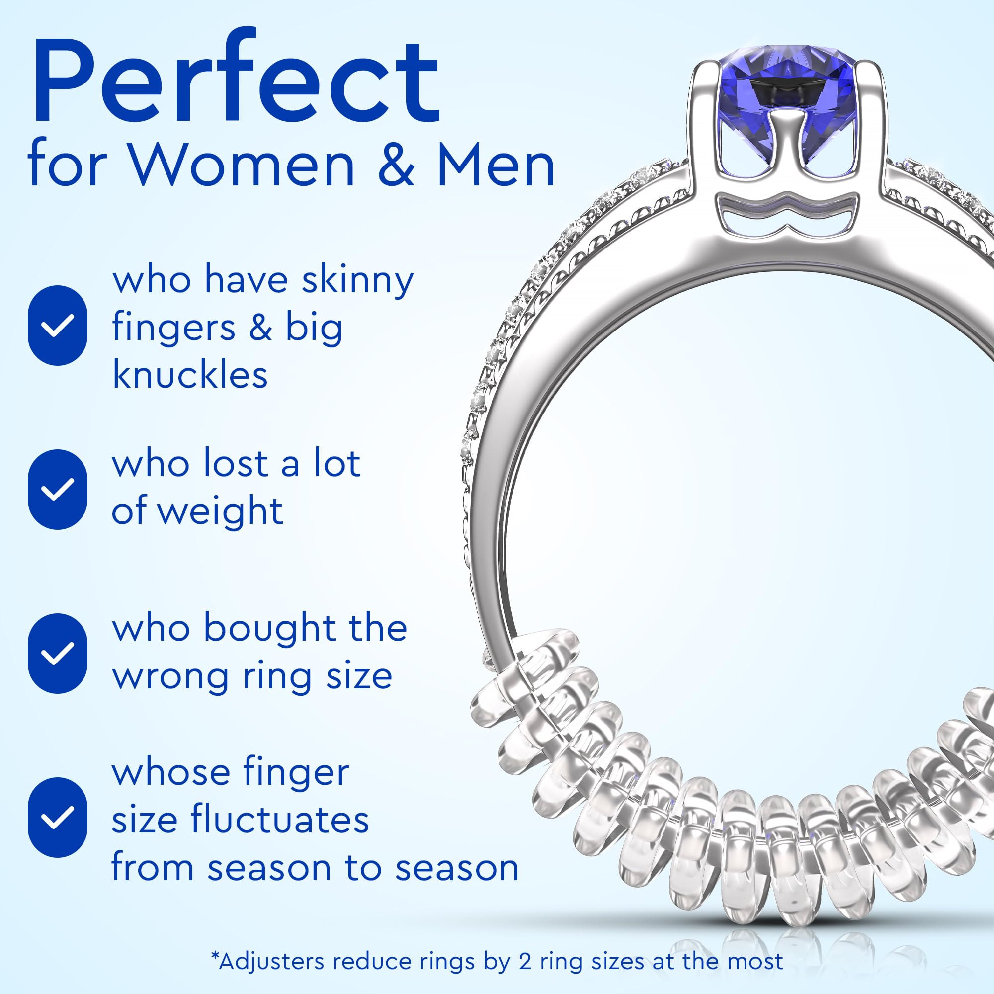 Ring Sizer Adjuster for Loose Rings - 12 Pack, Guards, Spacers & Tighteners, Fits Bands Up to 6mm, Reduces Size by 0.5-1.5, Invisible Design for Women & Men by 5 STARS UNITED