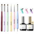 Modelones 8Pcs Nail Art Brushes with 15ml Base & Top Coat Set