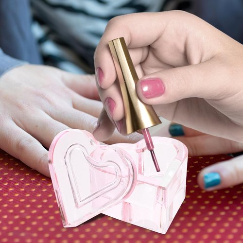 Beaupretty Heart Shaped Crystal Nail Art Dish with Lid Glass Manicure Nail Cup for Acrylic Liquids Salon Accessory for Home and Professional Use