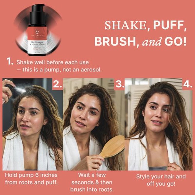 Beauty by Earth Non-Aerosol Dry Shampoo Powder - Volumizing, Non-Toxic Formula with Biotin, Made in USA
