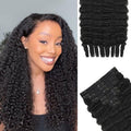 Burmese Curly Clip in Hair Extensions Real Human Hair Brazilian Hair Clip ins for Black Women Spirally Curly Classic Clips Ins with 8PCs 18Clips 120g Natural Black (Burmese curly #1B, 20 Inch)