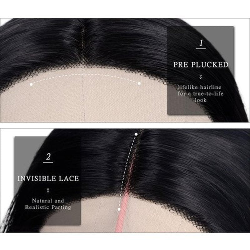 Black Wigs for Women 26 Inches Long Straight Layered Wig Middle Part Black Layered Wigs Natural Looking Heat Resistant Synthetic Wig for Daily Party Cosplay Use (#1B Natural Black, 26 Inch)