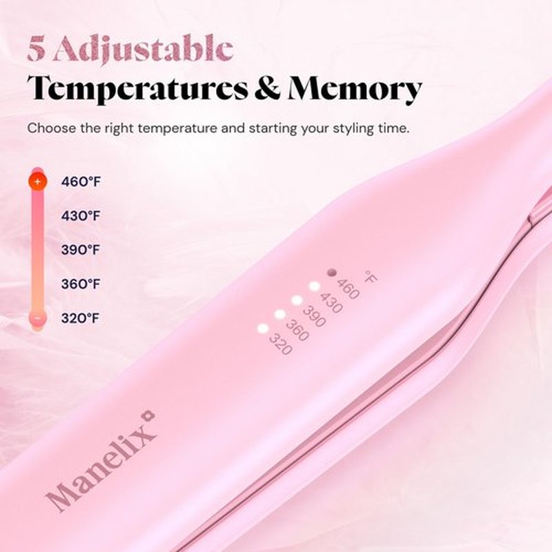 Manelix 0.3 Inch Super Slim Mini Flat Iron for Short Hair, Hair Straightener and Curler 2 in 1, Dual Voltage PTC and Ceramic Small Flat Iron