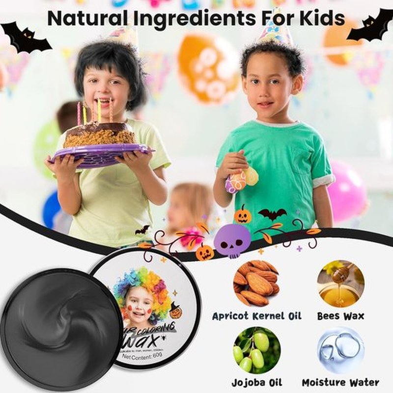 Hansuby Temporary Black Hair Color Wax - Washable Styling Mud for Kids & Teens | Perfect for DIY Cosplay & Halloween