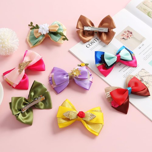 Princess Hair Bow Clips for Girls Women 4 Inch Birthday Gift Hair Accessories