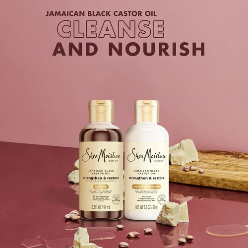 SheaMoisture Travel Essentials, Jamaican Black Castor Oil Strengthen & Restore Shampoo and Leave-in Conditioner Set, 3.2 Oz Each