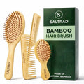 4PCS Bamboo Hair Brush Set – Eco-Friendly Paddle Brush, Wide-Tooth Comb & Tail Comb – Detangling, Scalp Massage, Reduces Frizz, Promotes Hair Growth