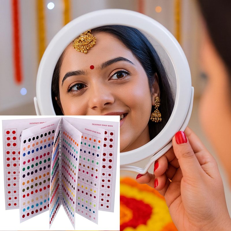 VAMA Fashions Plain Round Kumkum Forehead Indian Sticker Small Bindis Bindiya Spiral Bindi Book Mini Size for Women (948 - Small Bindi Booklet) Mini Sizes 4-6Mm Multicolour
