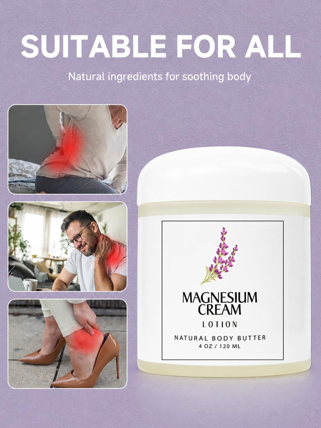 HUSPUR Magnesium Cream, Magnesium Lotion with Arnica, Soothing Relaxation with Natural Magnesium Ingredients Hydrating & Nourishing for Joints, Apply to Before Bed, 3 Packs