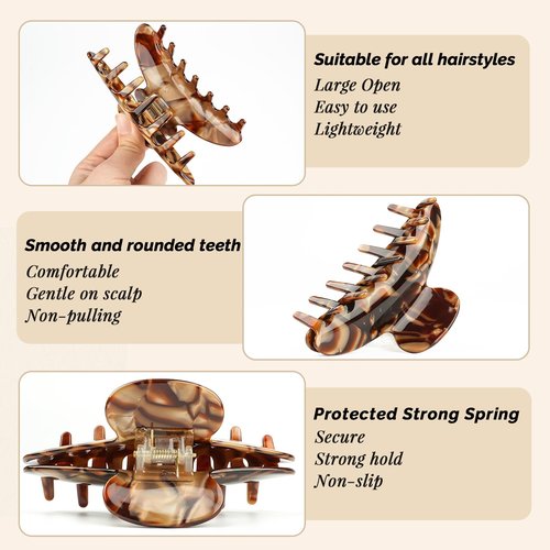 MAORULU Large Acetate Hair Claws - Premium Durable 4 Inch No-Slip Claw Clips for Thick Thin Hair | 1 Piece (Tortoise)