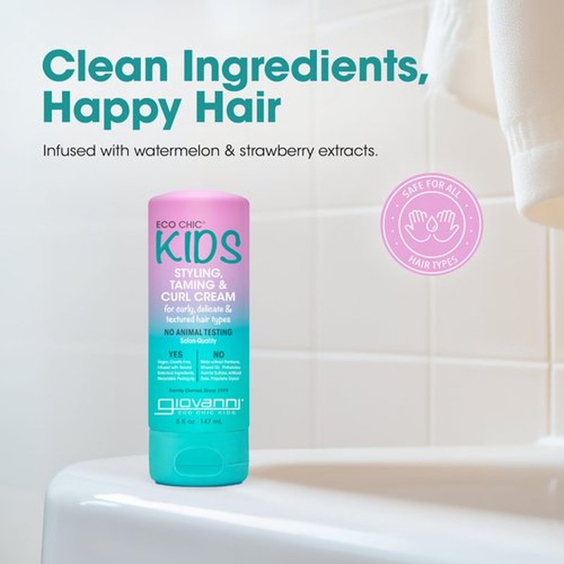Eco Chic KIDs Styling Taming & Curl Cream - Kids Curl Cream, Curly Hair Products, for Delicate and Textured Hair Types, Long-Lasting & Lightweight, Salon Quality, Vegan-Friendly - 5 Fl Oz