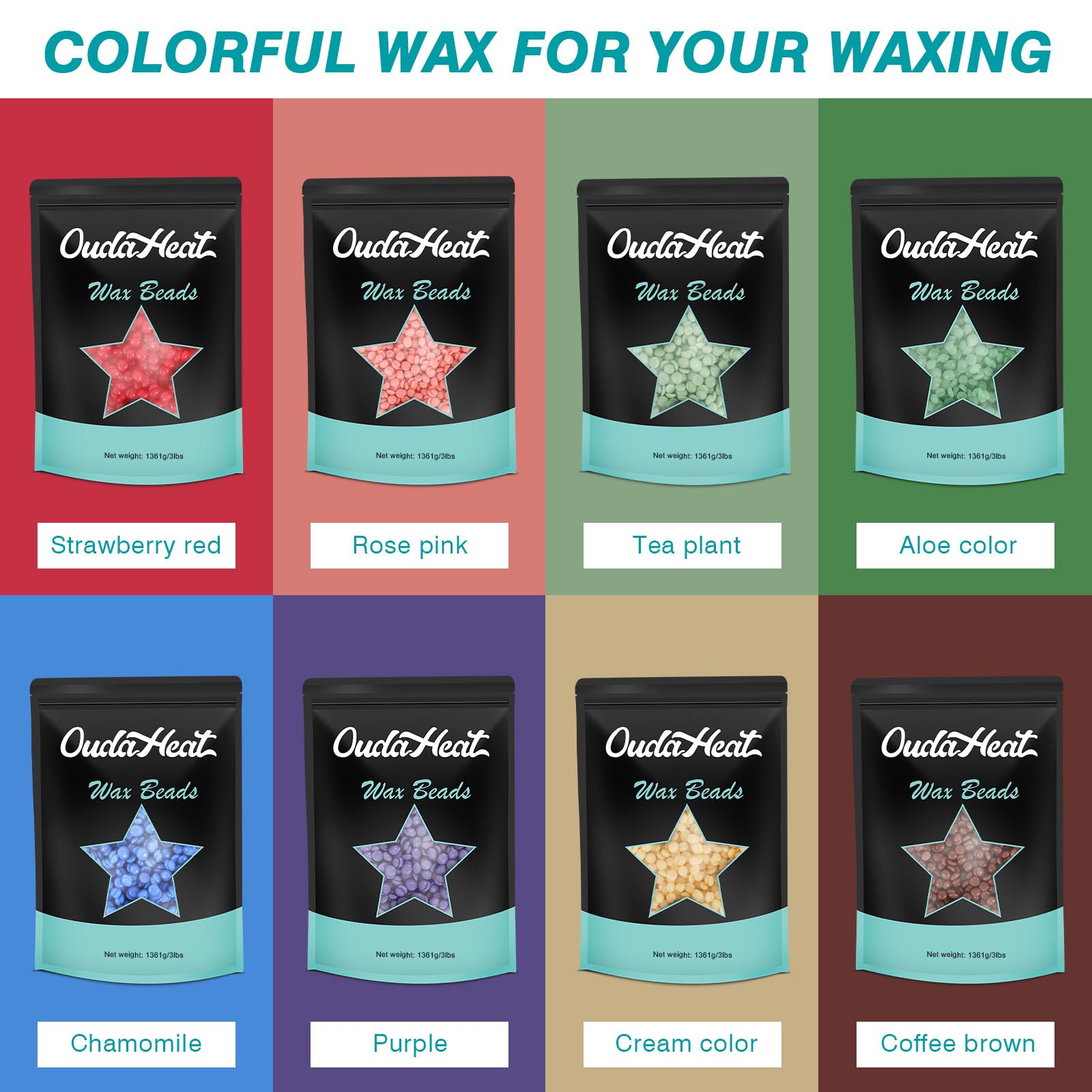 16oz Rosin-Free Hard Wax Beads, Hypoallergenic Wax Bead for Brazilian Bikini Waxing, Professional Stripless Coarse Hair Removal Wax Beans for Sensitive Skin, Body, Face, Legs, 3 Silicone Sticks