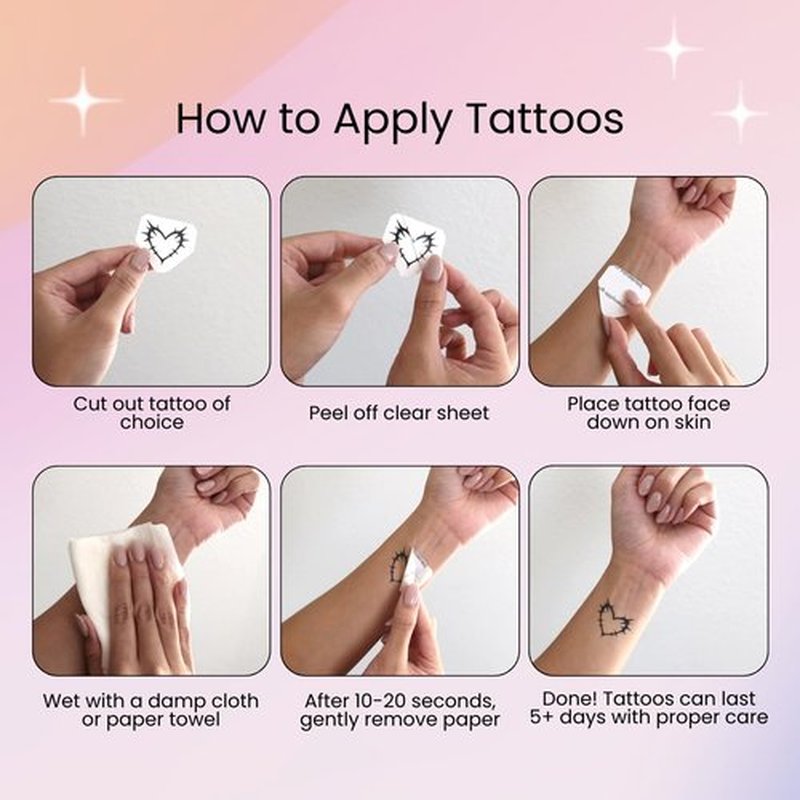 Pixel Hearts Cute Y2K Temporary Tattoos | Realistic Waterproof Fake Tats | Festival, Bachelorette, Halloween, Birthday Favors, Accessories