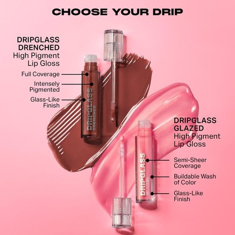 MORPHE Dripglass High Shine Lip Gloss - Semi-Sheer or Full Coverage with Glass-Like Shine - Infused with Squalane & Vitamin E - Beige Beam (0.13 Fl Oz)