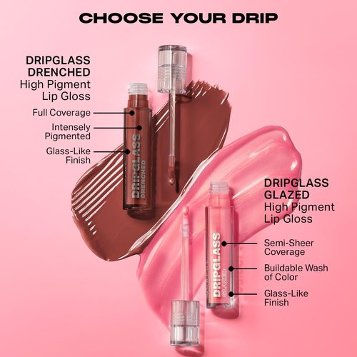 MORPHE Dripglass High Shine Lip Gloss - Semi-Sheer or Full Coverage Lip Color with Glass-Like Shine and Nonsticky Finish - Infused With Squalane & Vitamin E - Shatterproof Mauve (0.13 Fl Oz)