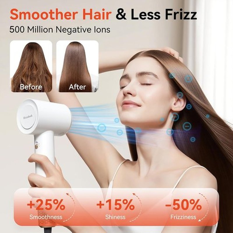 Rizzdeek Dries Hair Quickly Hair Dryer, UP 160,000 RPM High-Speed 500M Negative Ions Brushless Blow Dryer for Shine & Frizz-Free Hair, Intelligent Thermo-Control, Lightweight Quiet Dryer with Nozzle