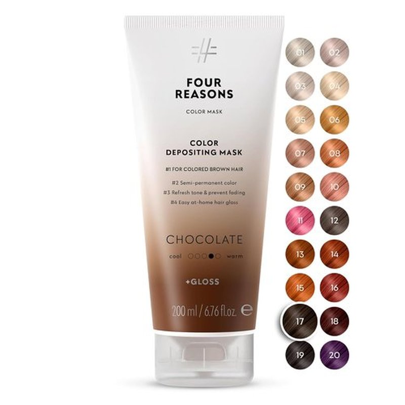 FOUR REASONS Color Mask - Chocolate Hair Gloss & Color Depositing Conditioner | Vegan, Cruelty-Free, 6.76 fl oz