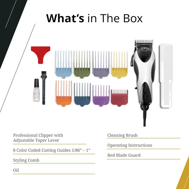 Wahl Professional Super Taper II Corded Clipper - Adjustable Blade Hair Cutting Tool | High Performance Silver