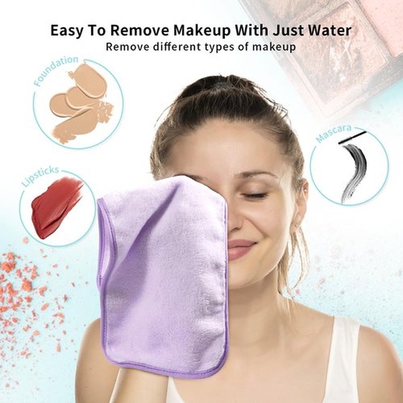 my novel things Makeup Remover Cloth 7-Day Set, 15"x6.5" Reusable Makeup Remover Towels, Makeup Washcloths, Skin Friendly Soft Washable Coral Fleece Microfiber Towel for Face, Eye, Lips Gift for Women