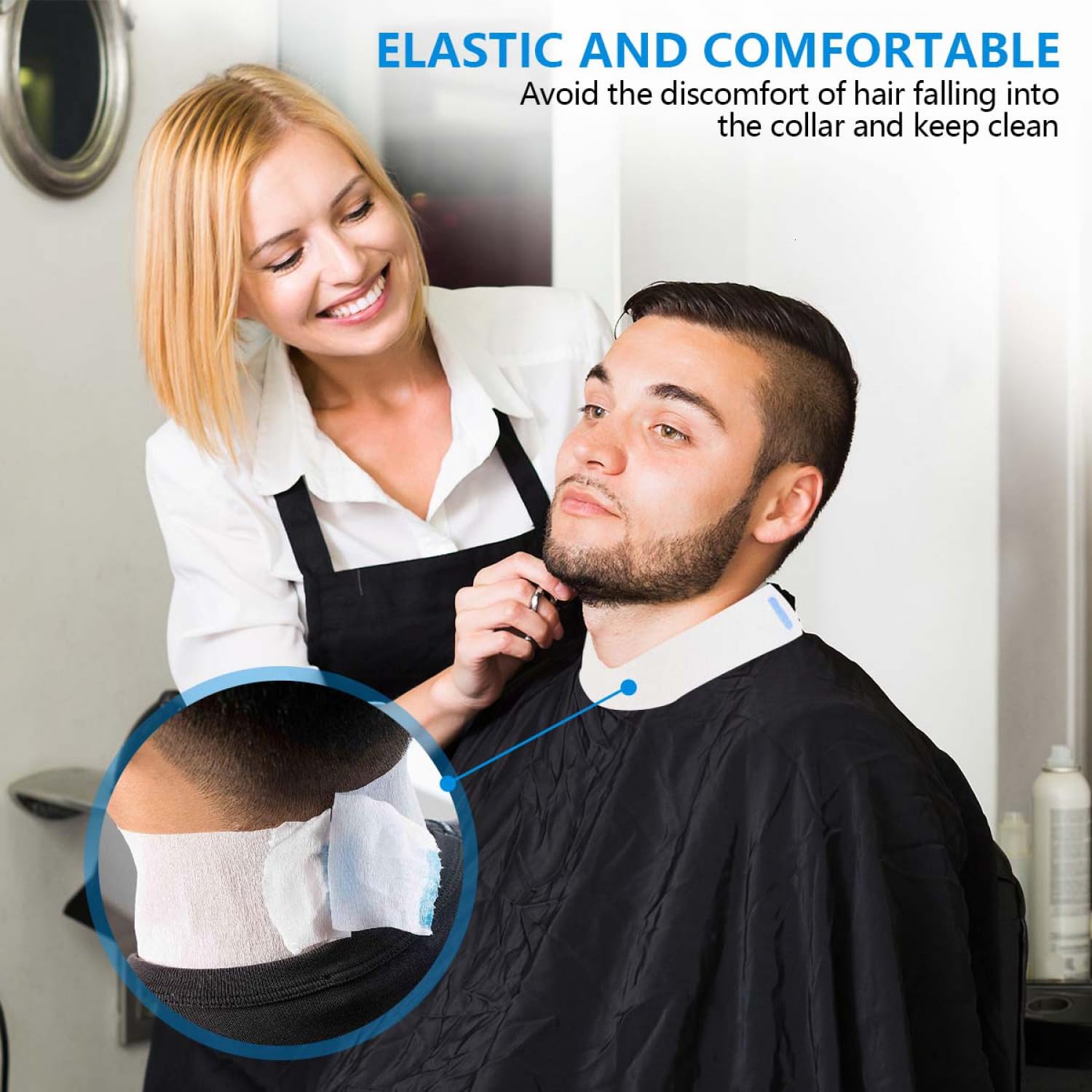 SenseYo 10 Rolls Barber Neck Paper Strips Band Disposable Haircutting Stretchy Barber Neck Tissue Wrap for Salon Haircut Spa Massage