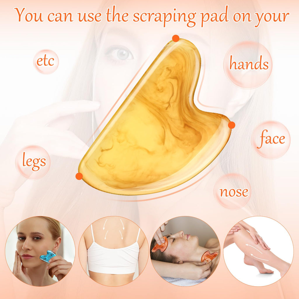 Sherr 12 Pcs Gua Sha Facial Tools Resin Heart Shaped Massage Guasha Tool for Face Guasha Board for Face Body Skin Massage Spa Acupuncture Prevent Wrinkles, 12 Colors(Retro Color)