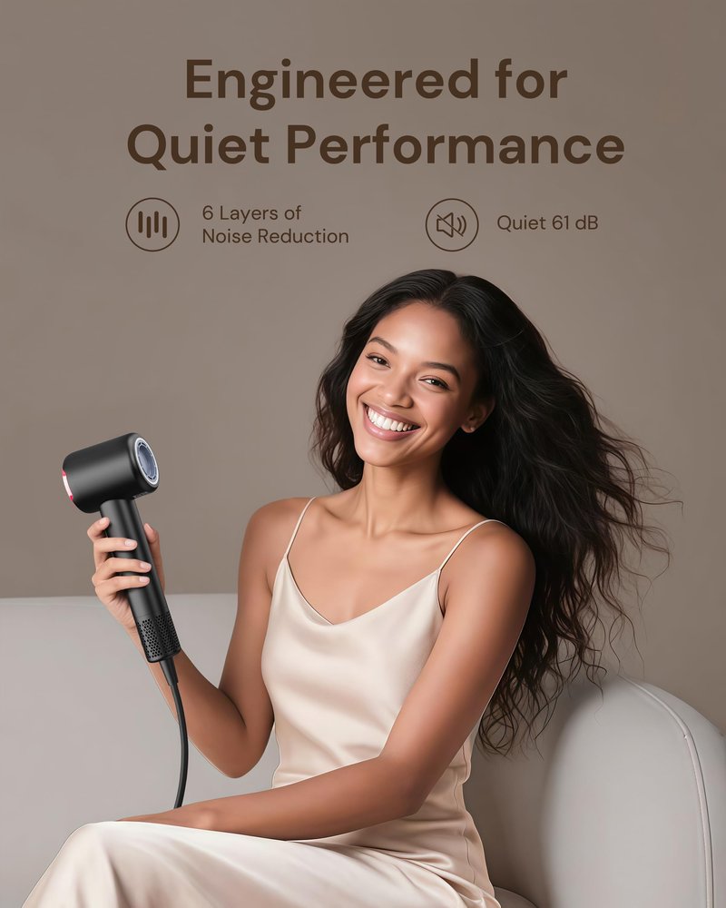 VOLGTIA Hair Dryer Blow Dryer with Diffuser for Curly Hair, 110000 RPM Professional High Speed Hairdryer with Negative Ions, 1400W Blow Dryer with 6.5 Ft Cord Fast Drying for Women Men