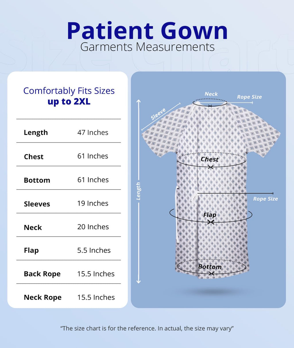 Utopia Care 6 Pack Unisex Hospital Gowns, Long Length Patient Gowns with Back Tie, Comfortably Fits Sizes up to 2XL, Pack of 6, Blue Red Diamond