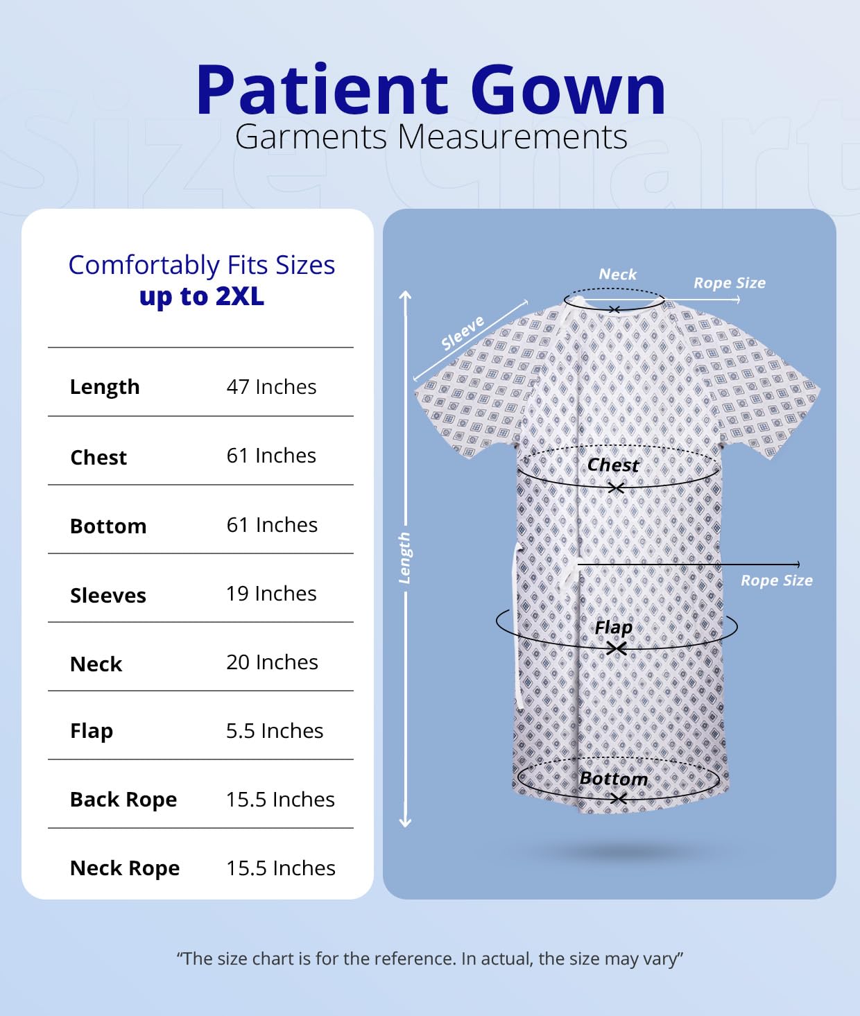 Utopia Care 6 Pack Unisex Hospital Gowns, Long Length Patient Gowns with Back Tie, Comfortably Fits Sizes up to 2XL, Pack of 6, Blue Red Diamond