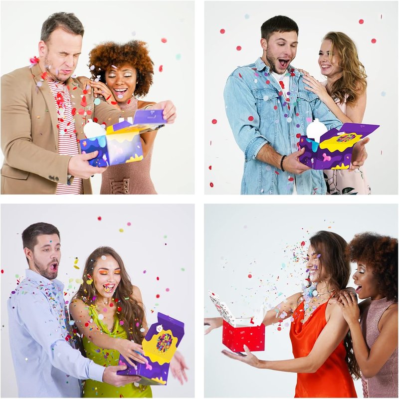 FETTIPOP Exploding Confetti Gift Box - Premium Black Surprise Kit for Happy Birthday | 7.2x5.5x4.3 in.