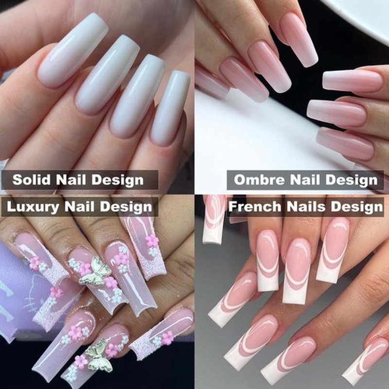 420pc Long Square Nail Tips Square Fake Nails Tips Long Acrylic Nails Tips Clear Press on Nails Soft Gel Nail Tips Full Cover False Nails Artificial Fingernail for Gel Nail Extensions