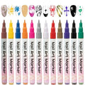 RFENLY 12 Colors Nail Art Pens Set, 3D 0.5MM Nail Polish Pens, DIY Nail Markers, Quick Drying Long Lasting Paint Graffiti Point Dotting Liner Pen Tools for Home & Salon