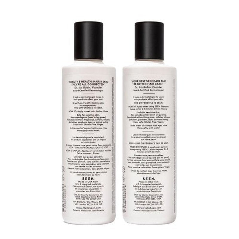 SEEN Shampoo & Conditioner Bundle, Fragrance-Free - Non-Comedogenic Hair Care Set, Dermatologist-Developed, Safe for Sensitive, Eczema & Acne-Prone Skin