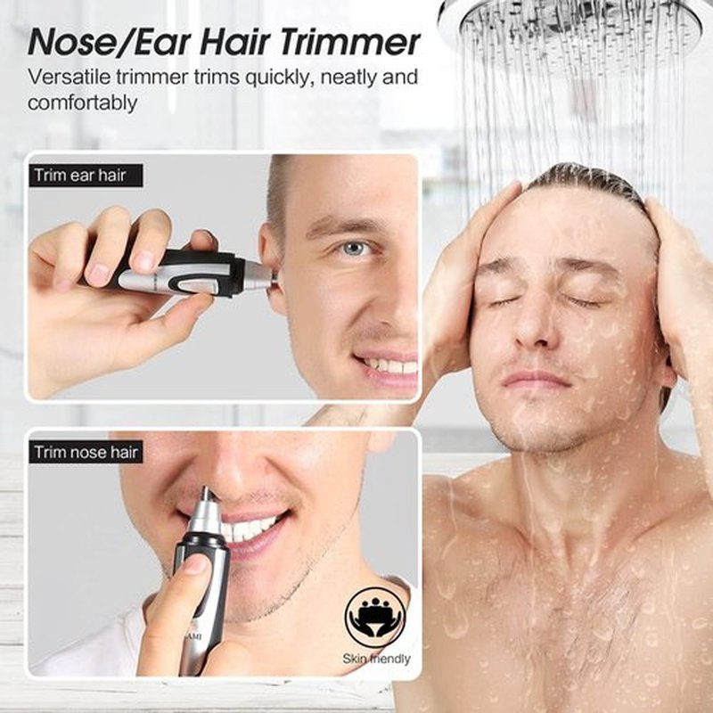 2026 Professional Ear and Nose Hair Trimmer by [Brand Name] - Painless Battery-Operated Clipper with IPX7 Waterproof Dual Edge Blades | Black