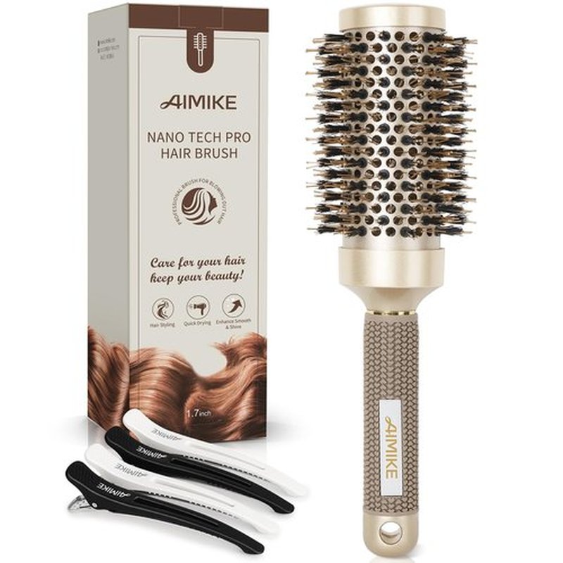 AIMIKE Round Hair Brush - Medium Nano Thermal Ceramic Brush for Blow Drying & Styling | 2.9-Inch Barrel with Boar Bristles