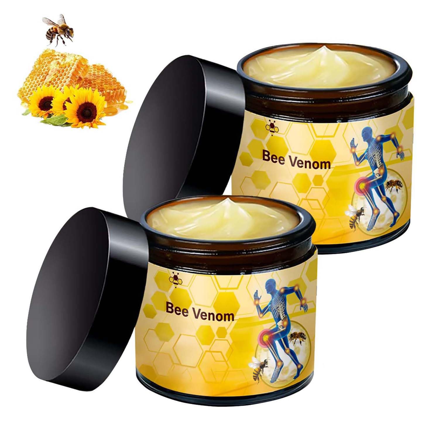2PCS Bee Venom Cream, Bee Venom Gel, Professional Bee Venom Cream, Suitable for Back, Knee, Hands, Neck, Feet