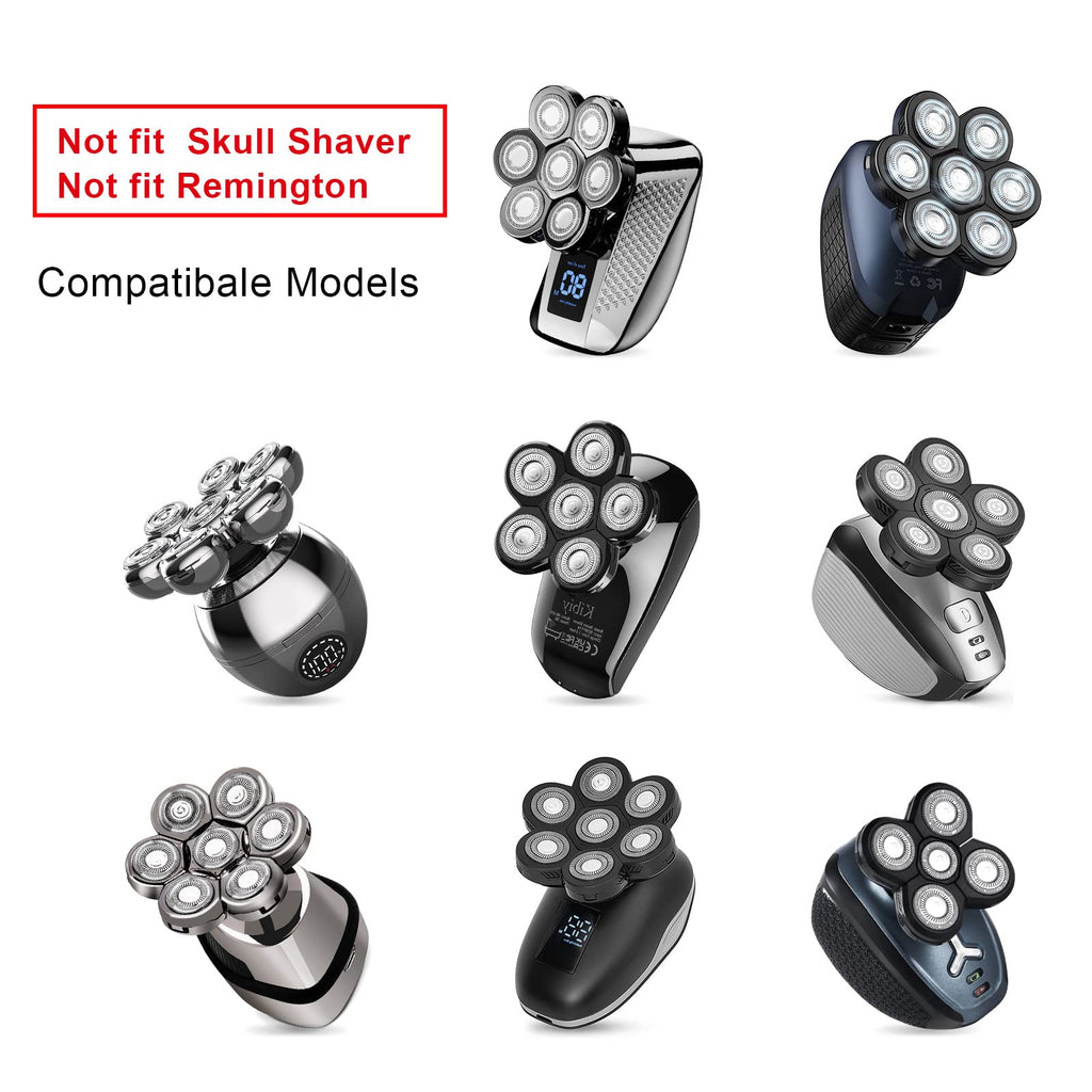 UPTARD Head Shaver Replacement Heads, Replacement Blades for Bald Men, Stainless Steel 7D Rotary Blades for Electric Head Razor, Silver