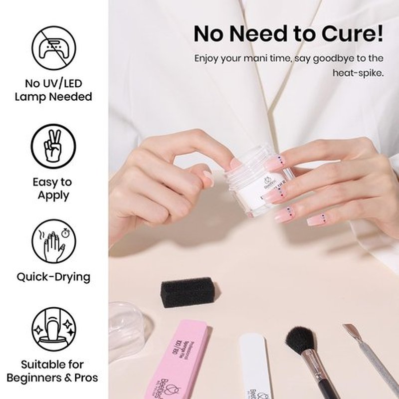 Beetles Dip Powder Clear Color, Transparent Nail Dipping Powder Crystal Clear French Nail Art Basic Starter No Nail Lamp Needed Manicure Salon DIY at Home for Women