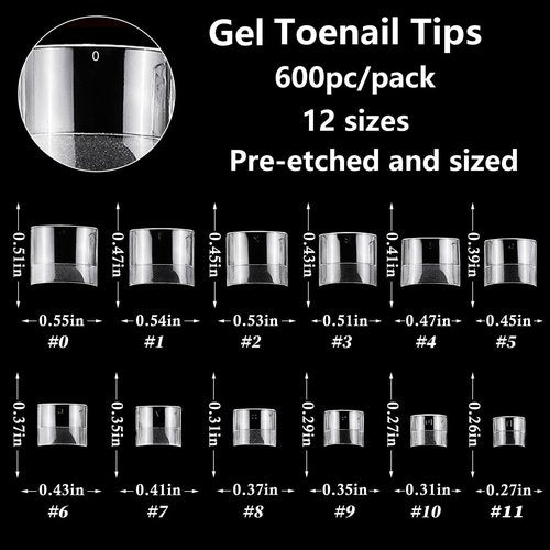 LuckForever 600pc French Tips Toenail Tips Short Square Clear Fake Toenails Soft Gel Toe Nail Tips French False Toes Nail Half Artificial Toenail Tip for Gel Acrylic Toes Nails Extension