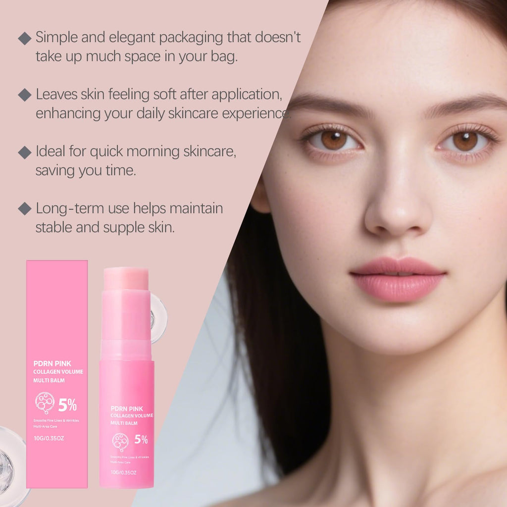 VOKOZK Gloura PDRN Pink Collagen Volume Multi Balm, PDRN Collagen Volufiline Stick, Volumizing Hydrating Firming Smooth, Gentle Enough for Face Eyes, Lips, Neck & More (2PC)