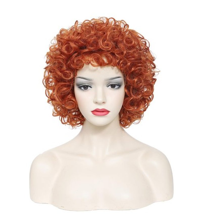Traqur Women's short curly wig, 70s disco style afro wig, wig for Halloween cosplay and parties (Orange)