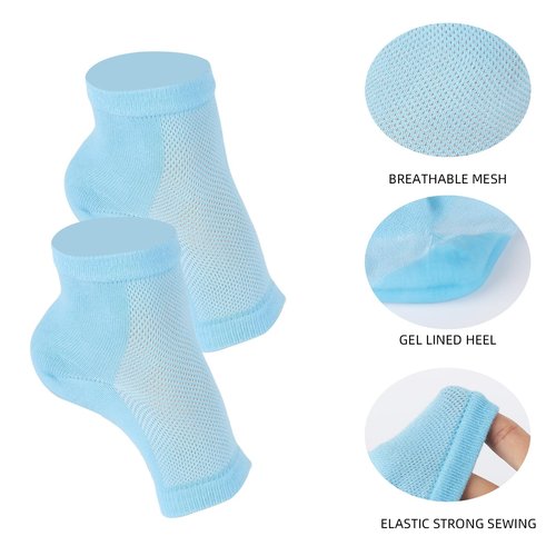 10 Pairs Moisturizing Heel Socks for Dry Cracked Feet Repair, Toeless Gel Socks for Foot Care Treatment