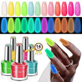 SAVILAND Glows in the Dark Nail Polish: 14 Pcs Quick Dry Nail Polish Set Neon Luminous with Base Top Nail Coat Polish Regular Hot Pink Red Blue Salon Home DIY Nail Art