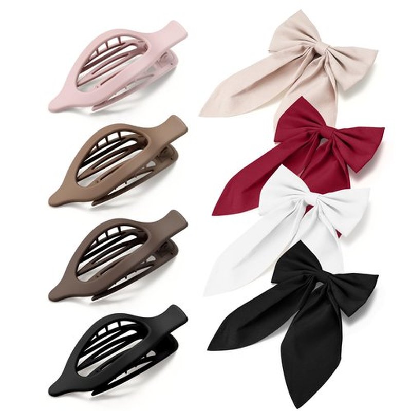 CWJCYTNSN 8 Pcs Cute Hair Clips for Women Sturdy French Flat Hair Clips for Thick Hair No Slip Large Hair Bows Clips for Girls Back to School Gifts
