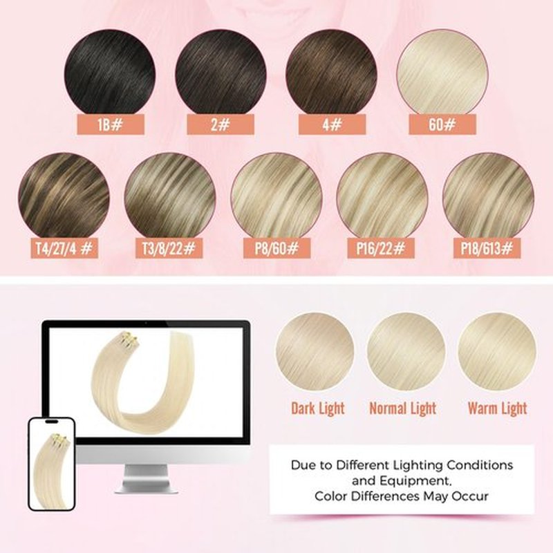 MEI YUAN LIN Human Hair Clip in Extensions 5Pcs Individual Hair Extensions Real Human Hair Clip ins Soft Straight for Women 16 Inch #16/22 Light Blonde Highlighted Golden Blonde