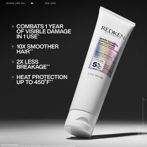 Redken Acidic Bonding Concentrate Mini Kit – Strengthening Shampoo, Conditioner & Leave In Treatment for Damaged Hair, Reduces Breakage & Split Ends, Travel Size