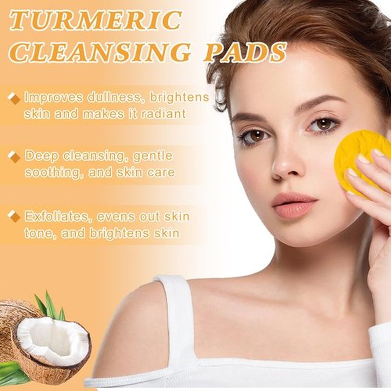 Turmeric Wash and Care Three Piece Set,Tuemeric Facial Cleanser & Turmeric Soap Bar & Turmeric Face Scrub Pads,Turmeric Cleansing Skincare Set,Deep Cleansing(1Set)